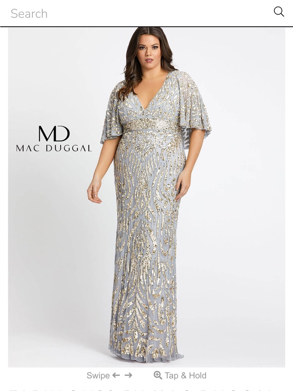 Mac Duggal Silver and Gold Embellished V-Neck Gown